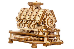 Silnik V8 Mechaniczne Puzzle Drewniane 3D